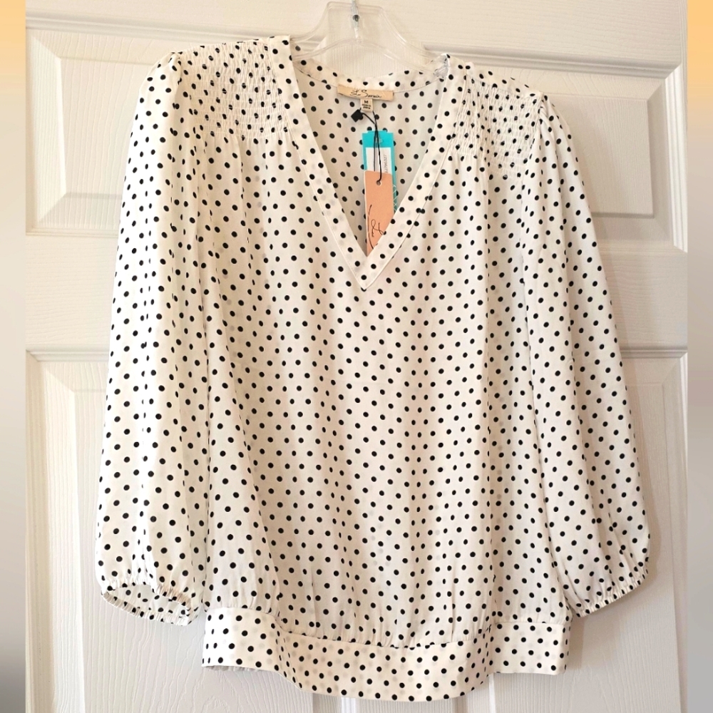 Polka Dot, Three Quarter Sleeve Blouse